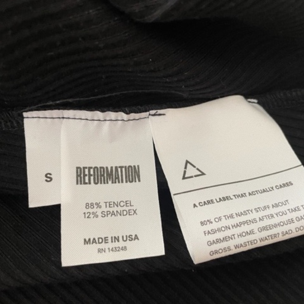 Reformation Margie Black Ribbed Mini Dress EUC - Picture 7 of 10